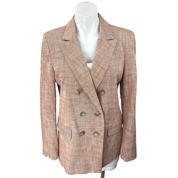 Topshop Women's Pink Brown Double Breasted Long Sleeve Blazer Coat Jacket Size 8 - Picture 1 of 5
